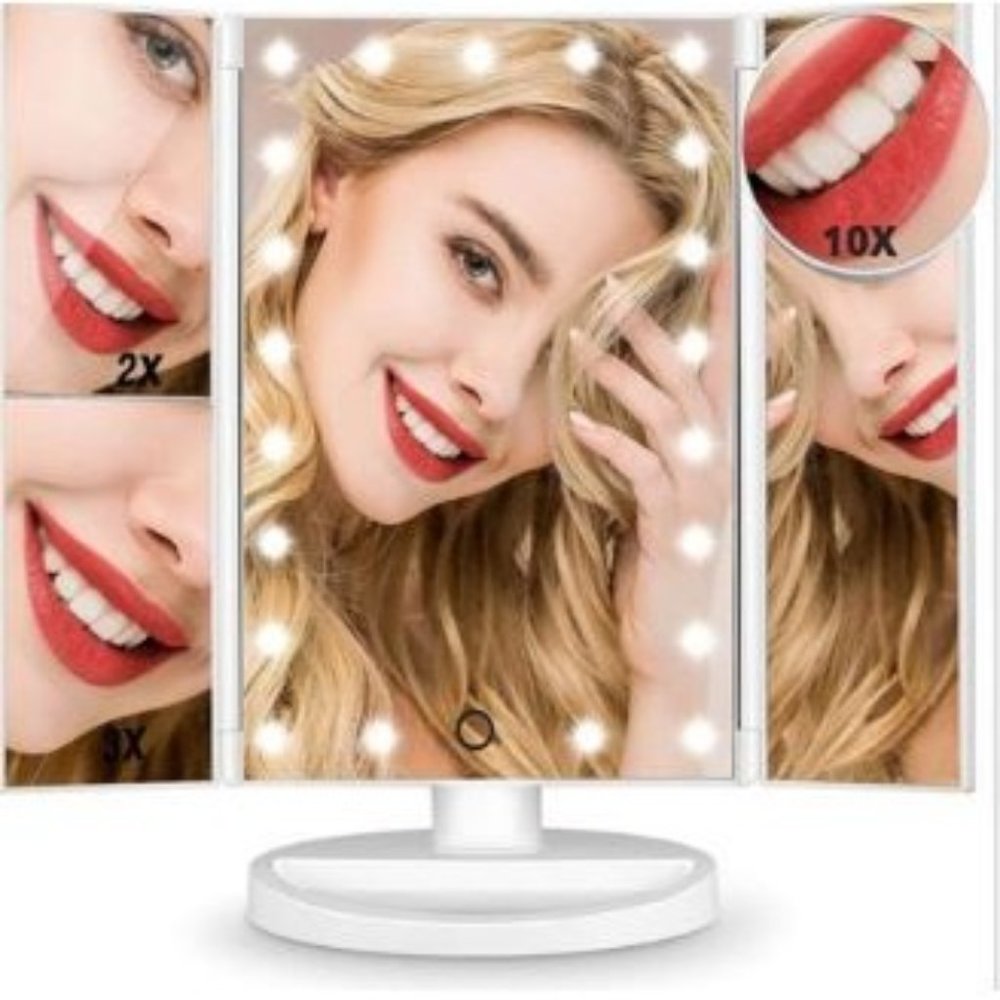 SKONYON Vanity Lighted 10X 3X 2X 1X Magnifying with 22 LED Lights, Touch Screen,
